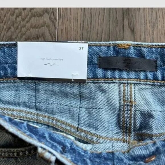 7 For All Mankind Dojo High Rise Flare Trouser Jeans Size 27 Lace Embroidery NWT - Picture 3 of 9